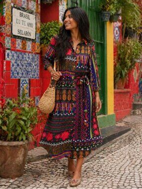Farm Rio for Anthropologie Ciela Midi Shirtdress - Small, runs BIG!